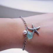 Starfish Bracelet. Antique Silver Finish. Marine. Summer. Beach