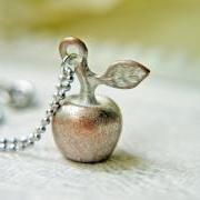Apple Pendant Necklace. Greek Mythology. 3D Apple Pendant. Silver Copper 